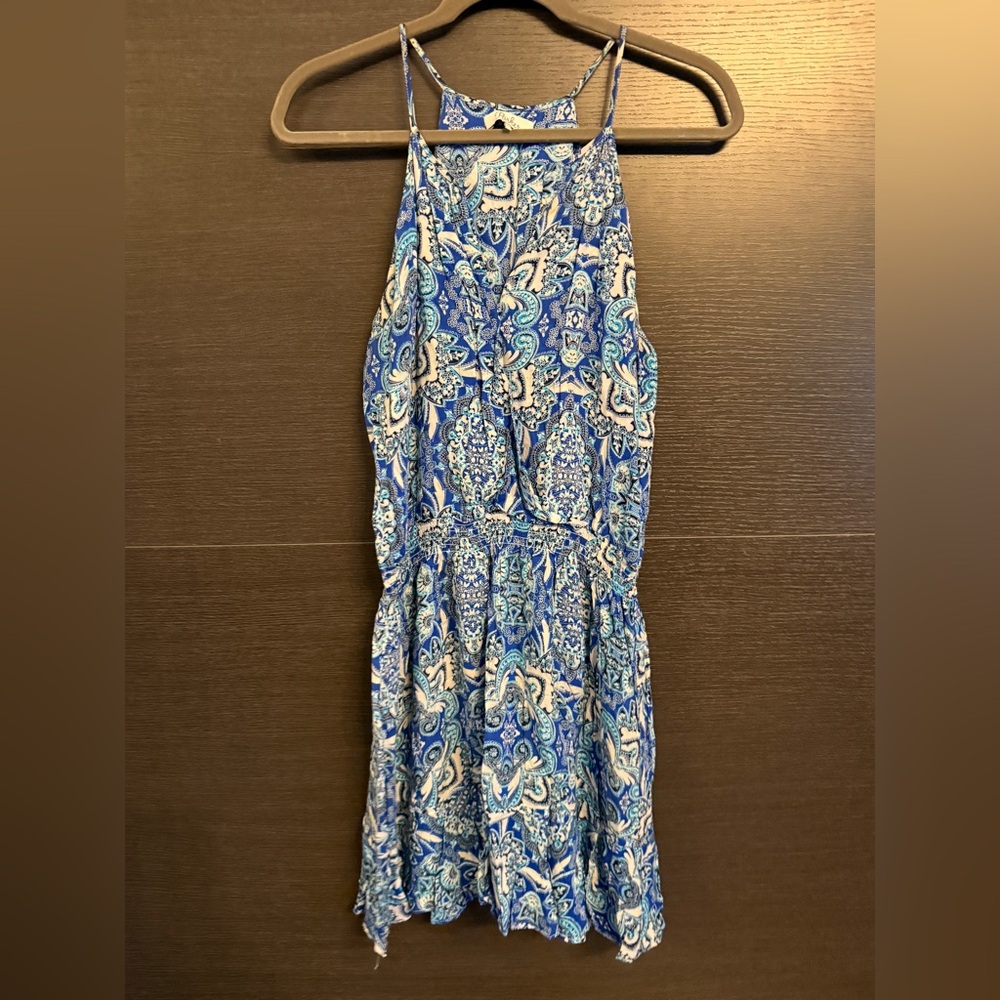 Parker Blue and White Patterned Blouse